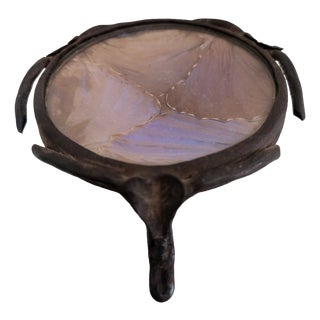 Antique French Art Nouveau Butterfly Wing Trinket Dish by Peguy, 1890s For Sale