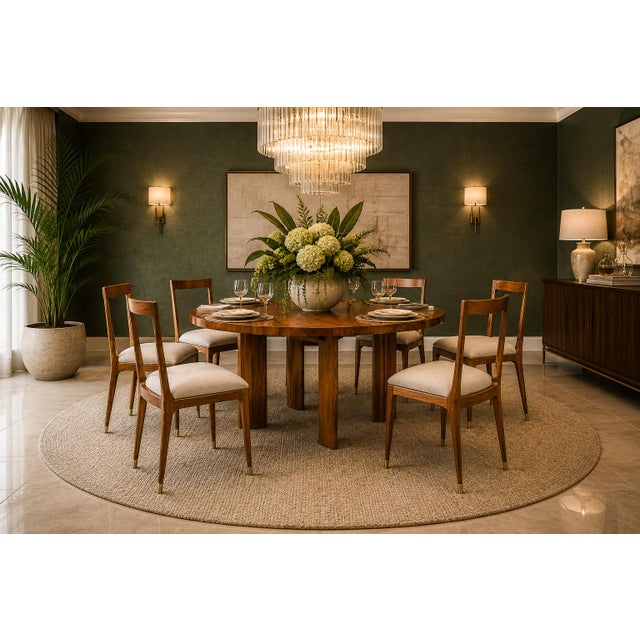 Designed in the 1950s by Joaquim Tenreiro, this exceptional round dining table represents a mature expression of Brazilian...