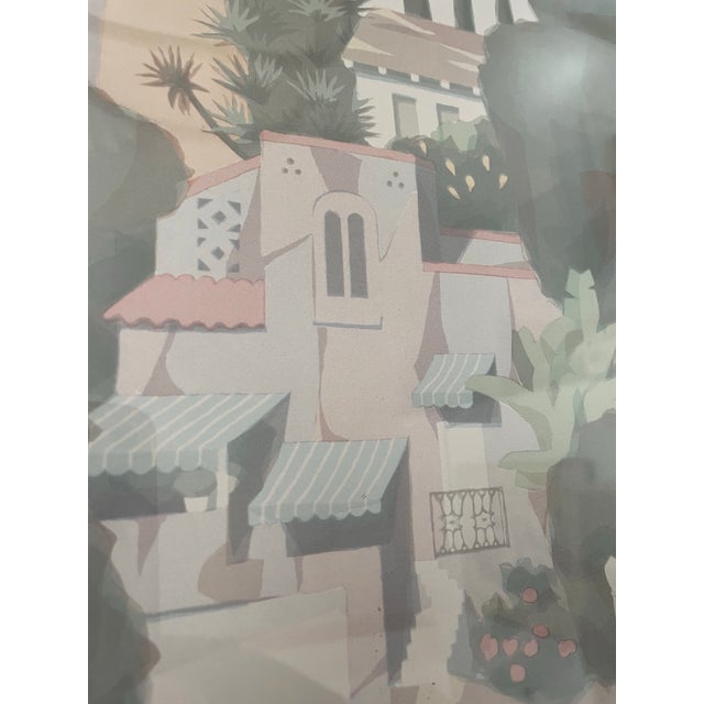 Late 20th Century Vintage "Graciosa" Serigraph by William Buffett, Framed 1980s Pastel Mediterranean Cityscape Print For Sale - Image 5 of 6