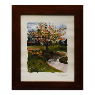 1990s Hageman Watercolor: Blossoming Tree For Sale