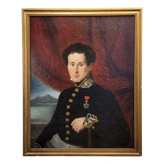 Julie Delamontre, Portrait of a Military Officer, 1832, Oil Painting on Canvas, Framed For Sale