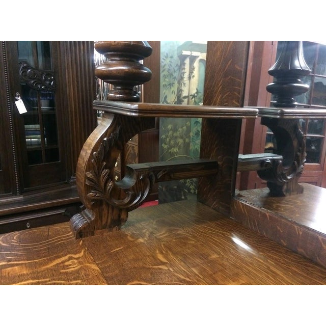 Late 19th Century Antique Oak Buffet, Carved Victorian Buffet Bar For Sale - Image 5 of 16
