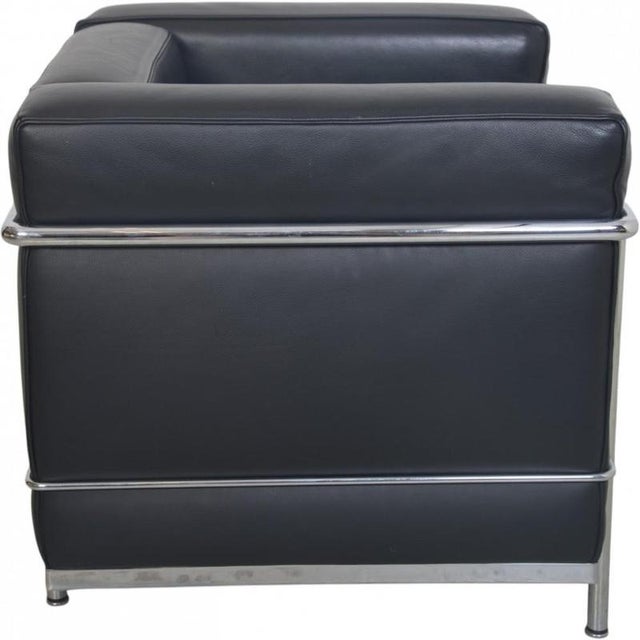 Black LC2/1 Chair in Black Pelle Leather by Le Corbusier, 2000s For Sale - Image 8 of 18