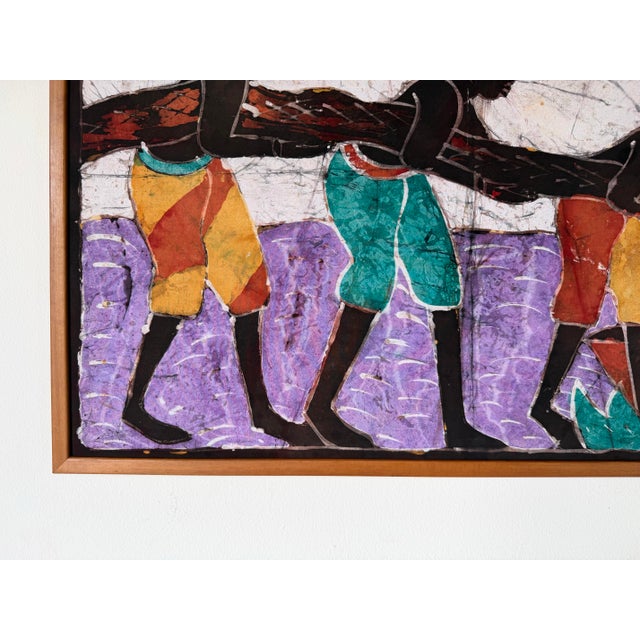 Vintage African Batik Wall Hanging Painting For Sale In Miami - Image 6 of 11
