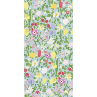 Large Scale, Daffodils Wallpaper by Paule Marrot in Sky Blue For Sale