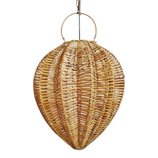 Contemporary Honey Rattan Starfruit Pendant Light Small For Sale