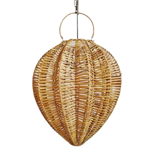 Contemporary Honey Rattan Starfruit Pendant Light Small