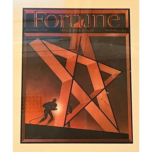 Art Deco Fortune Magazine cover December 1938, framed and matted. This is an original cover, not a re-print or copy. The...
