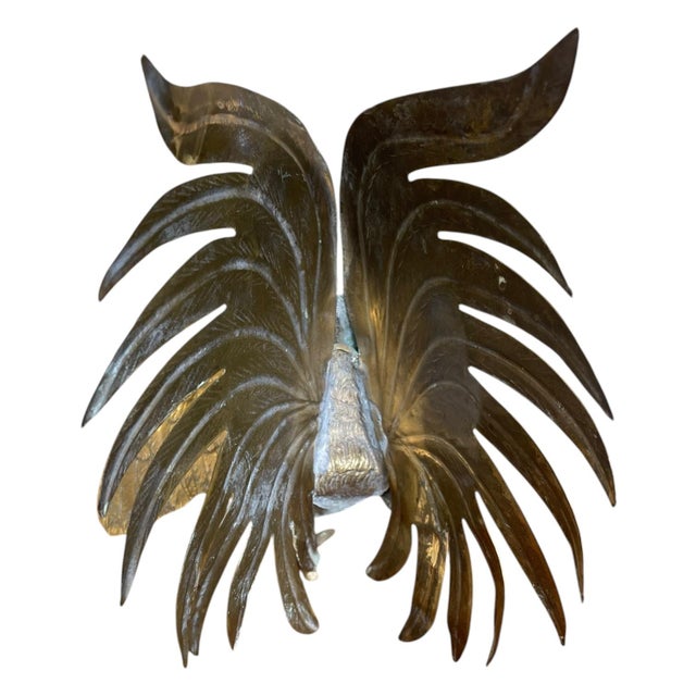 Vintage Sculptural Rooster Figurine in Possibly Brass With Oversized Tail Feathers. For Sale In Seattle - Image 6 of 10