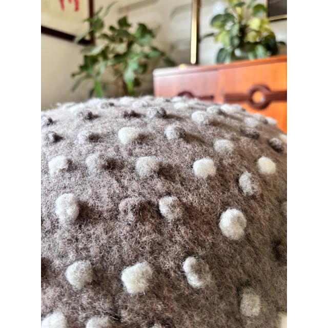 Mushroom Ottoman in Sierra Wool Dot For Sale - Image 9 of 14