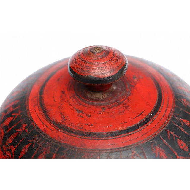 Red Handpainted Wooden Lacquerware Spice Box, 1950s For Sale - Image 8 of 11