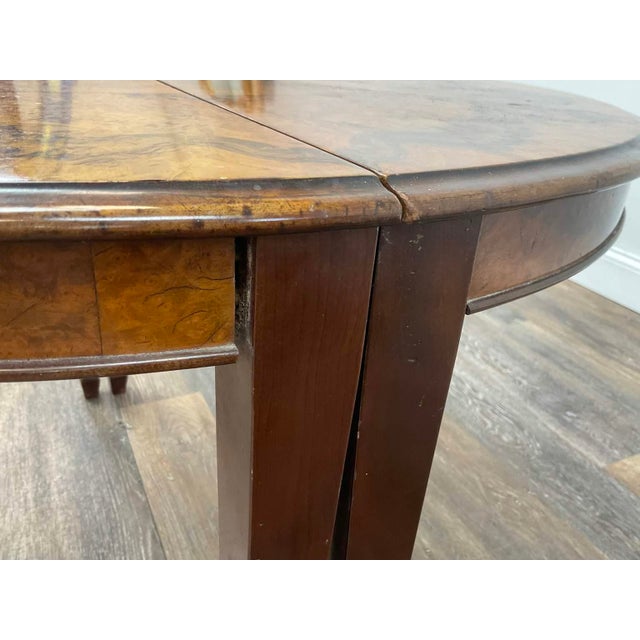 Antique George III Style Walnut Burl Demi-Lune Games Table For Sale - Image 9 of 11