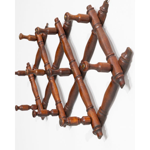 1900 - 1909 Early 20th Century French Faux Bamboo Wooden Coat Hanger Rack For Sale - Image 5 of 12