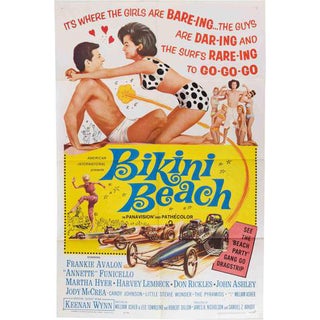 Vintage Bikini Beach Poster, USA, 1960s For Sale