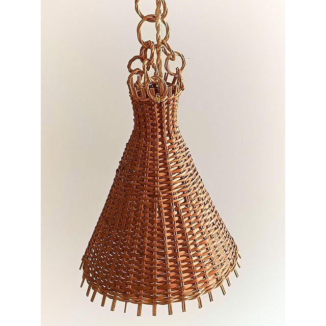 Mid-Century Wicker Pendant Lamp, 1950s For Sale - Image 6 of 12