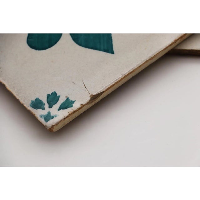 19th Century Fleur De Lis Set of Four Tiles, Antique, Portuguese For Sale - Image 10 of 12