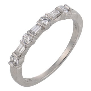 Mid 20th Century Tiffany & Co. Diamond Platinum Wedding Band, Size 6 For Sale