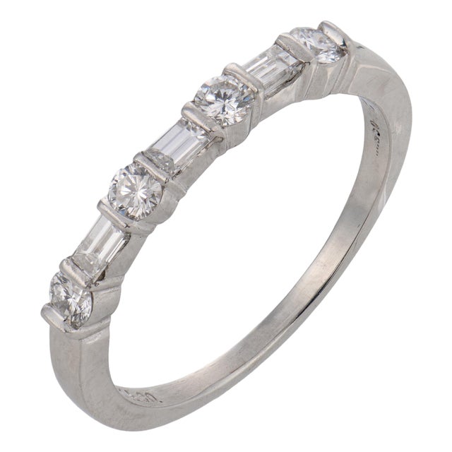 Mid 20th Century Tiffany & Co. Diamond Platinum Wedding Band, Size 6 For Sale