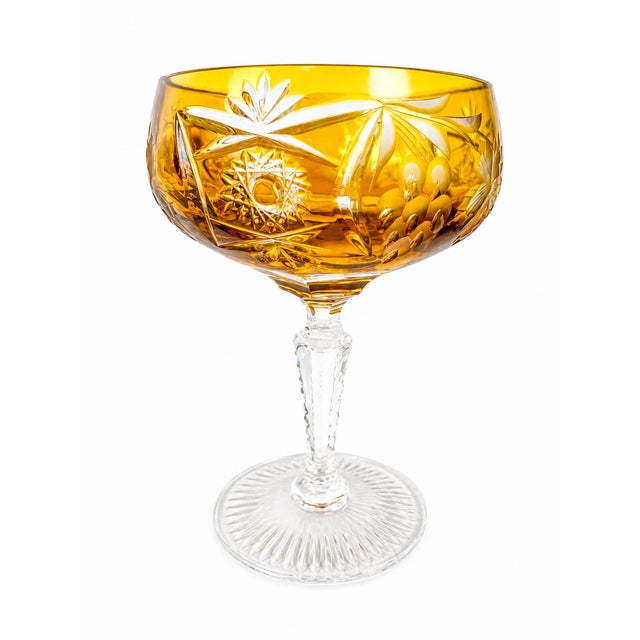 Vintage Cut Amber Crystal Dinner Service by Nachtmann, Germany, 1960s, Set of 24 For Sale - Image 6 of 13