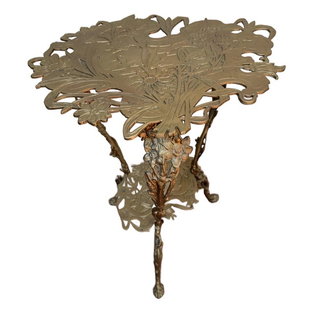 Vintage Art Nouveau Swan Pedestal Side Table Plant Stand For Sale