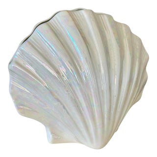 Mid-20th Century Iridescent Ceramic Shell Form Vase Attributed to Rosenthal Netter For Sale