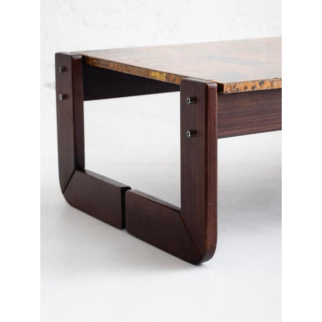 Copper Rosewood and Lacquered Copper Coffee Table by Percival Lafer For Sale - Image 8 of 11
