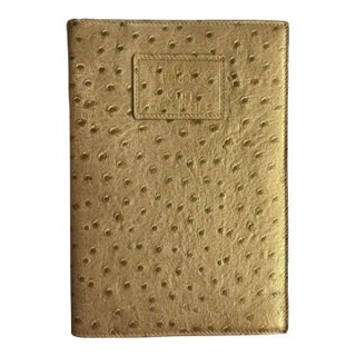 Vintage 90s Fendi Vini Wine Tasting Notes Journal Gold Notebook Ostrich Leather For Sale