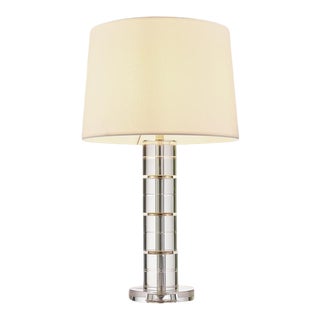 Pasargad Home Catalina Collection Metal & Crystal Table Lamp With White Shade For Sale