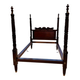 Ralph Lauren Queen Carved Safari Westminster 4-Post Mahogany Bed Frame For Sale