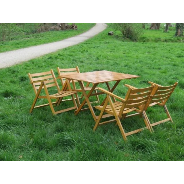 Wooden Folding Garden Set, Set of 5 For Sale - Image 11 of 13
