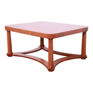 Baker Furniture Empire Burl and Cherry Wood Coffee Table, Newly Refinished