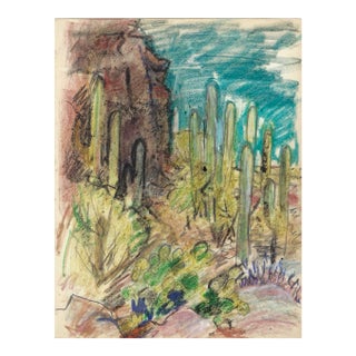 1940s Grace Spongberg Sabino Canyon Arizona Landscape Drawing For Sale