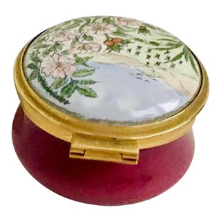 New Vintage Staffordshire Style Flower Box Enamel Hand Painted For Sale