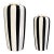 Pair of Hollywood Regency Style Black & White Striped Ceramic Vases For Sale