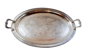 Antique Aesthetic Movement Silverplate Tray With Grapes and Birds