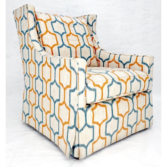 Mid Century Modern Funky Abstract Upholstery Arm Wing Chair MINT For Sale - Image 13 of 15