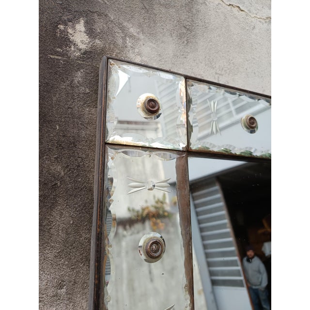 Large Venetian Bistro Mirror with Bubbles For Sale - Image 16 of 18