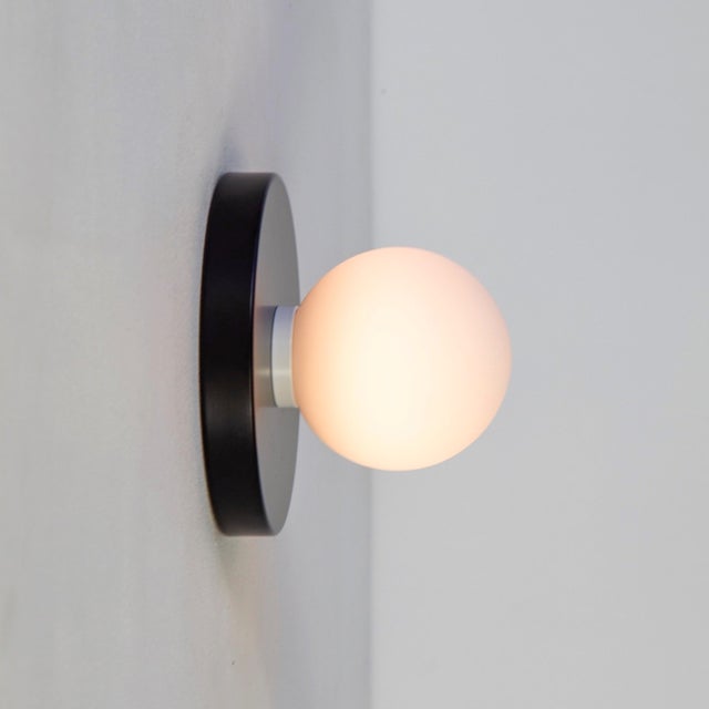 Globe Sconce Black, 3 Inches Glass Globe, by Research.Lighting, Modern, Minimal For Sale - Image 4 of 7