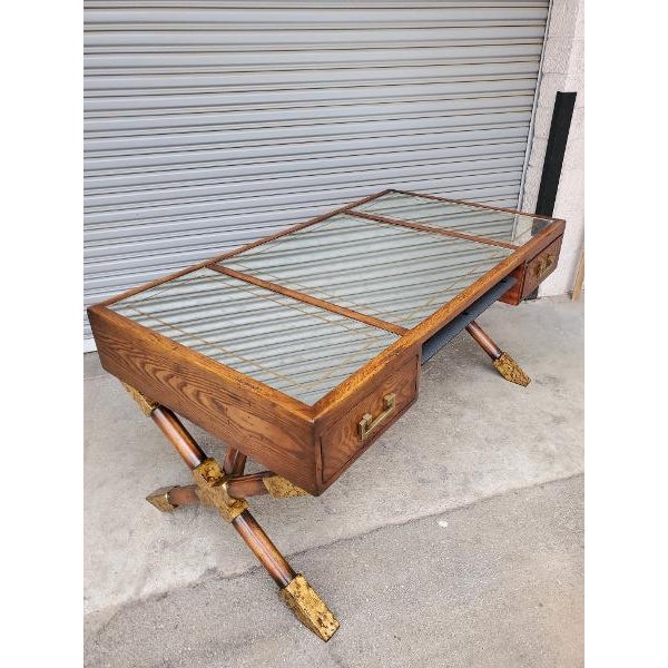 Brown 1990s John Richard Campaign Desk For Sale - Image 8 of 16