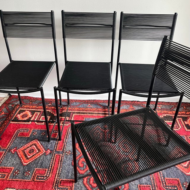 Alias 1980's Spaghetti Chairs by Belotti Marked Alias, Italy Black - Set of 4 For Sale - Image 4 of 8