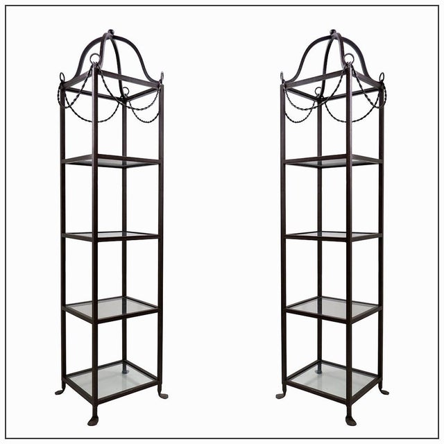 Vintage Pagoda Style Shelves in Black Metal, Set of 2 For Sale - Image 14 of 14