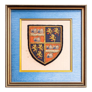 Preppy Antique English School Framed Crest Patch Armorial Coat of Arms Home Wall Decor