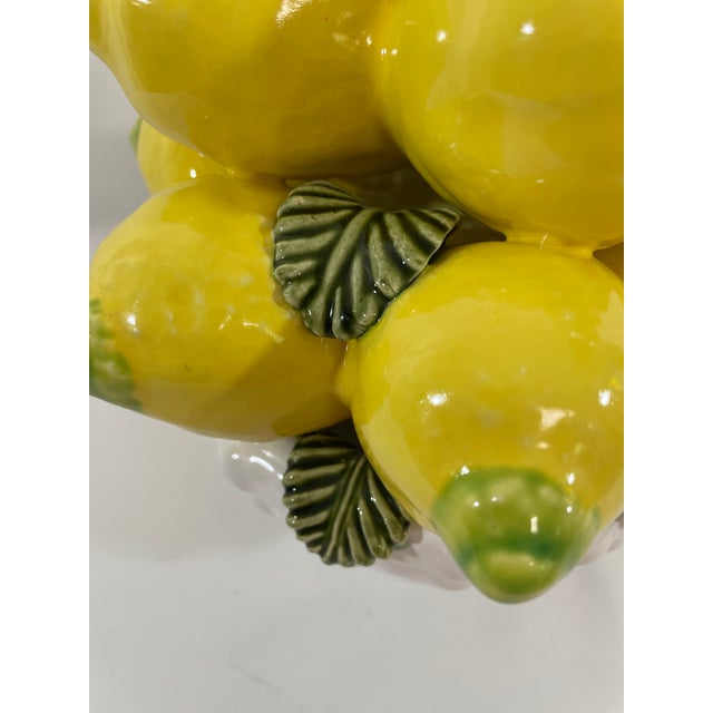 Vintage Majolica Lemon Topiary on Pedestal Bowl From Portugal For Sale - Image 9 of 16