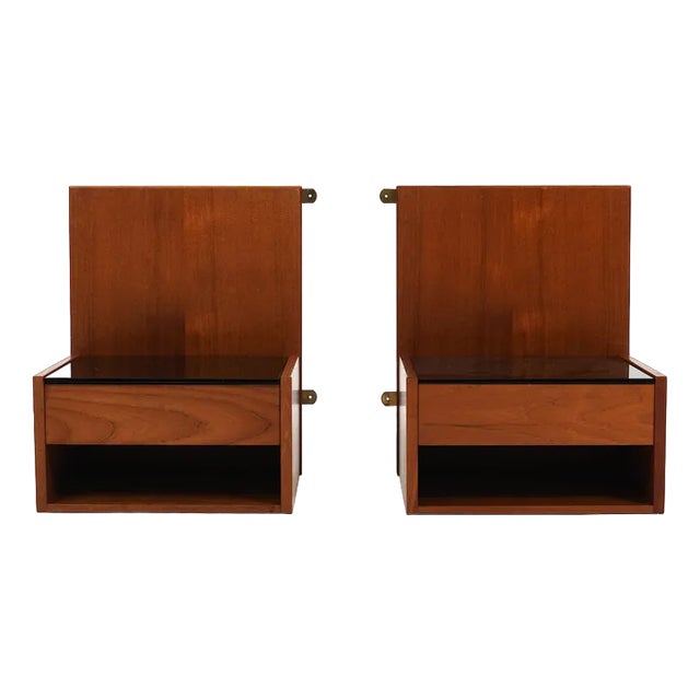 Teak Hanging Bedside Tables by Hans Wegner for Getama, 1960s, Set of 2 For Sale