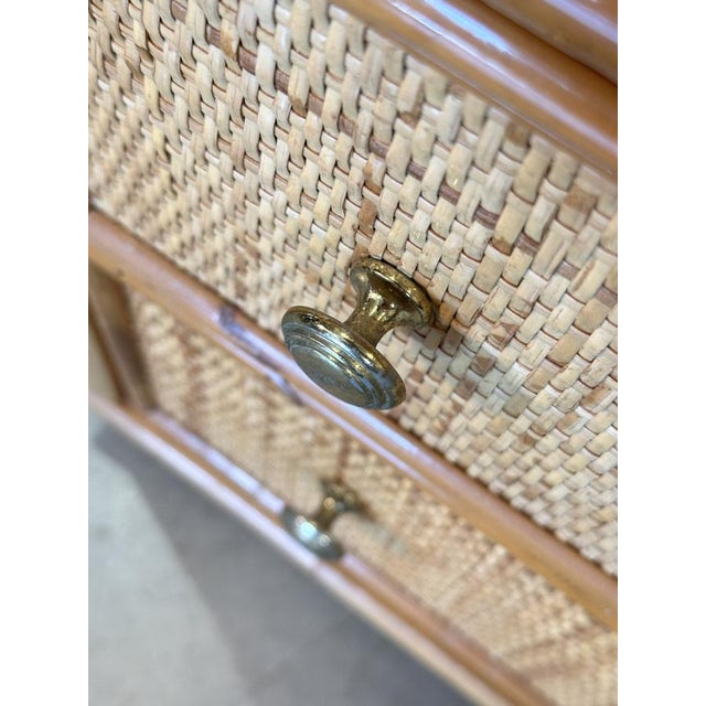 Light Yellow Wicker and Bamboo Chest of Drawers, 1970s For Sale - Image 8 of 9