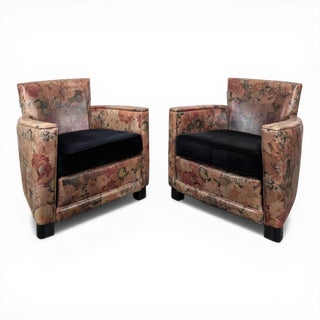 Lounge Chairs with Floral Patterns from Roche Bobois, Set of 2 For Sale