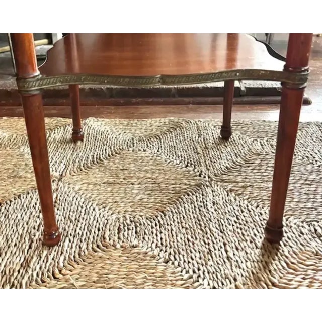 Brown Early Directoire Style Mahogany Table With Brass Mounts and a Clover Shaped Top, Signed For Sale - Image 8 of 11