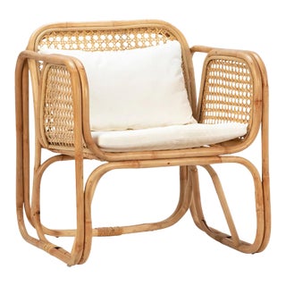 Classic Cane & Bamboo Arm Chair For Sale