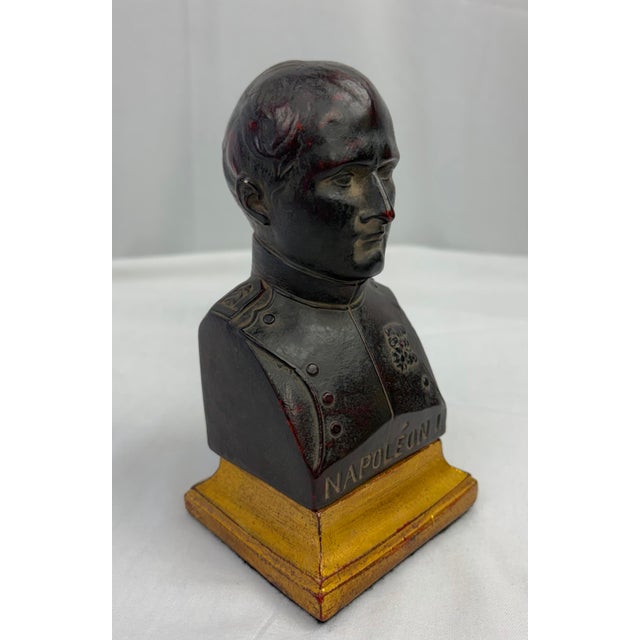 Grand Tour Late 20th Century French Empire Style Napoleon Bust Paperweight – Cast Metal Faux Bronze Desk Sculpture For Sale - Image 3 of 8