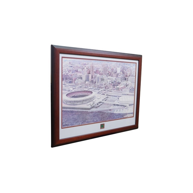 Realism Late 20th Century Steve Ford Signed Riverfront Stadium Cincinnati Reds Bengals Lithograph 33" For Sale - Image 3 of 13